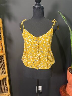 Sienna Sky Mustard Floral Tie-Shoulder Cami
